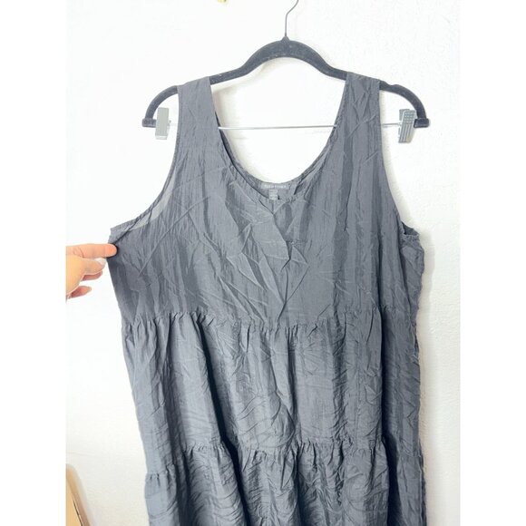 Eileen Fisher 100% Silk Tiered Dress Size Medium Sleeveless Black Sleeveless 1B - Picture 9 of 11